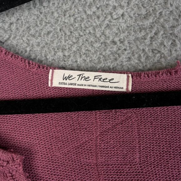 Free People We The Free Top Womens XL Blush Thermal Waffle Split Neck Boho - Picture 5 of 11